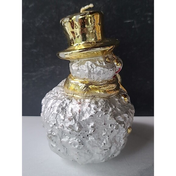 Snowman Shaped Candle Gold Hat And Scarf, READ Description - Picture 8 of 10